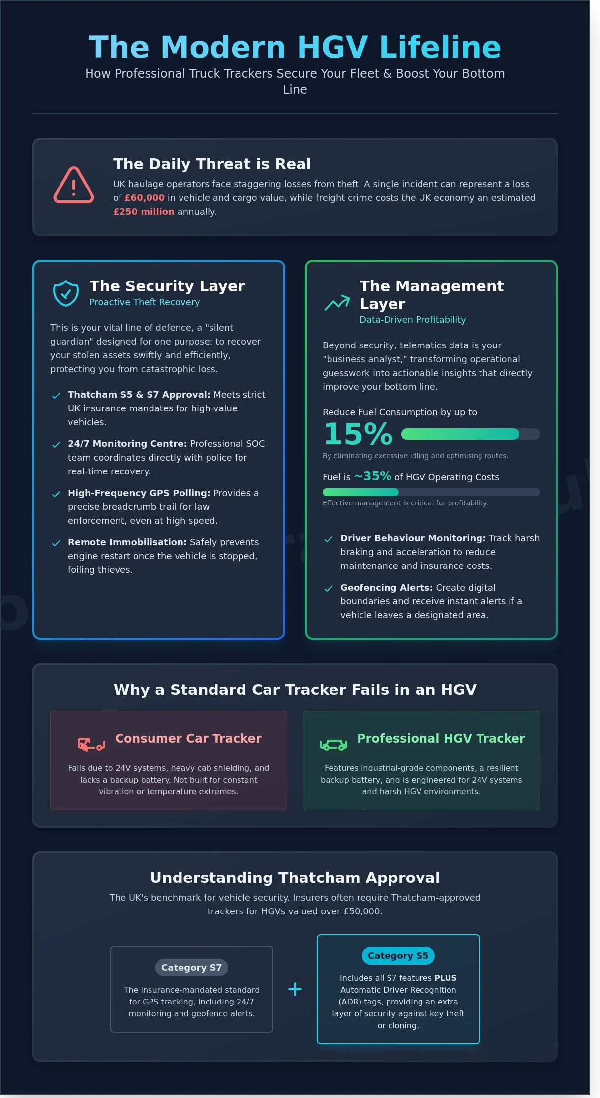 Truck Trackers: The Complete Guide to HGV Security & Fleet Management 2026 - Infographic