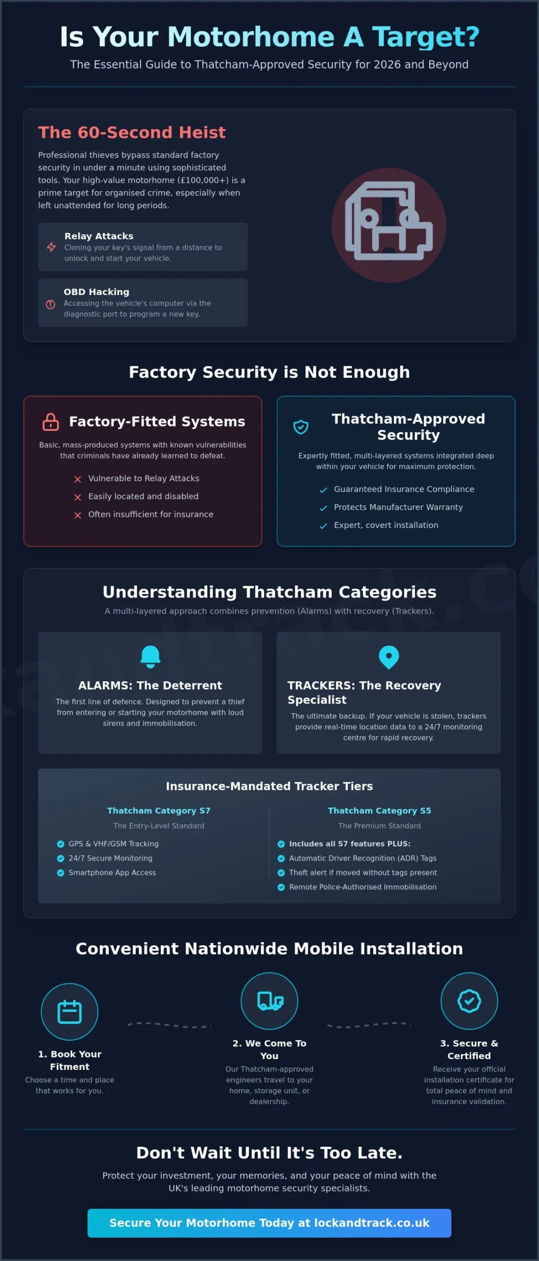 Motorhome Alarms and Trackers Fitted: The 2026 UK Security Buying Guide - Infographic