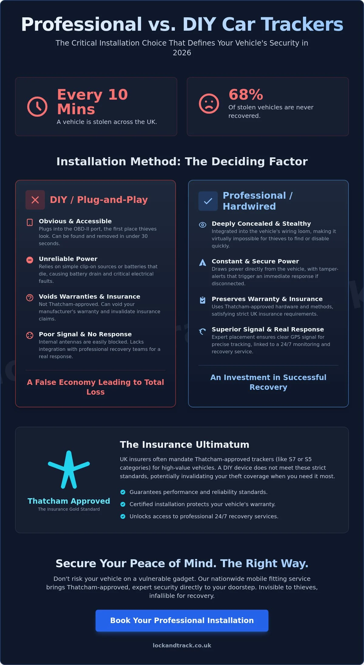 Professional vs DIY Car Tracker Installation: The 2026 Security Guide - Infographic
