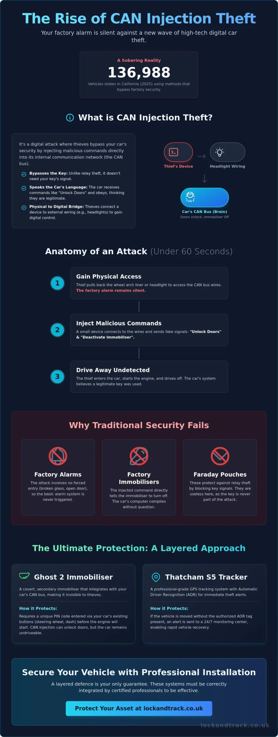 What is CAN Injection Theft? How Modern Thieves Bypass Car Security - Infographic