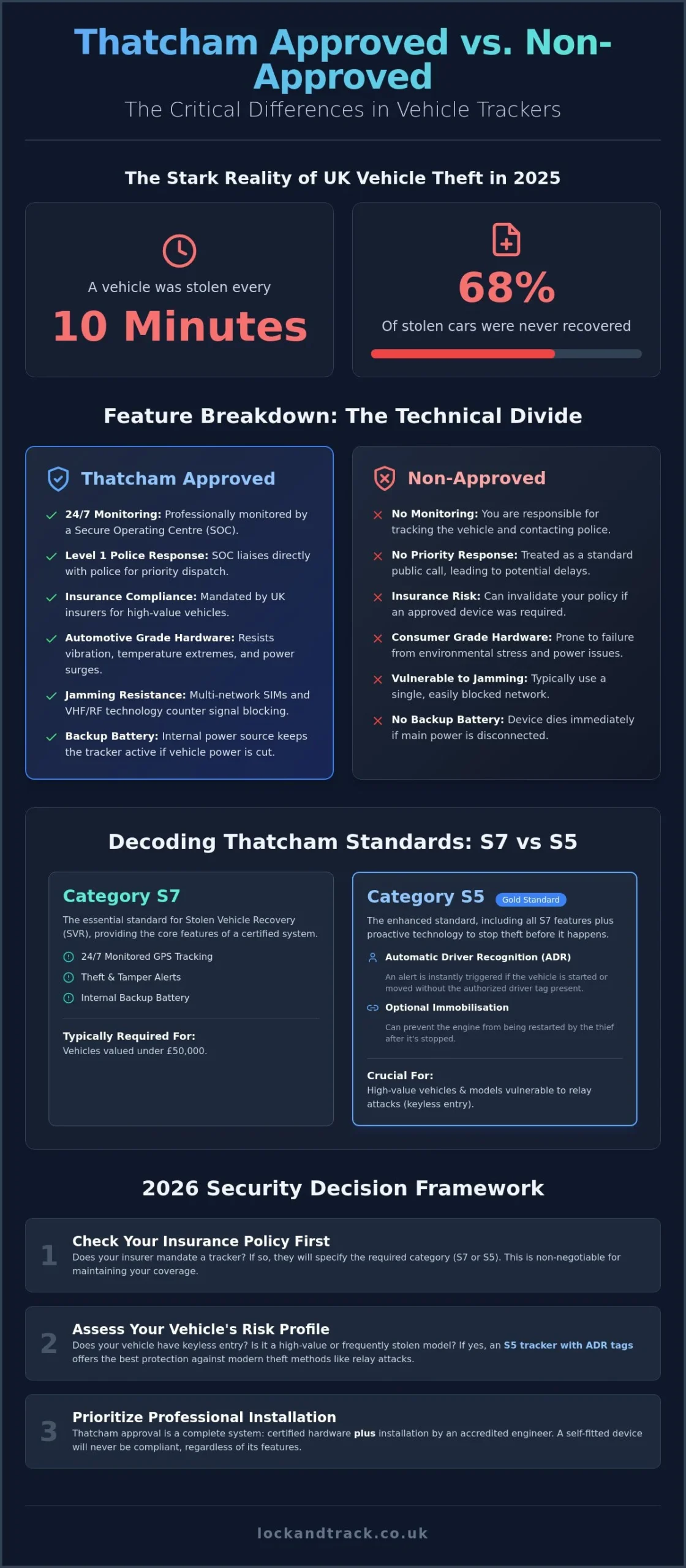 Thatcham Approved vs. Non-Approved Trackers: The 2026 Security Comparison - Infographic
